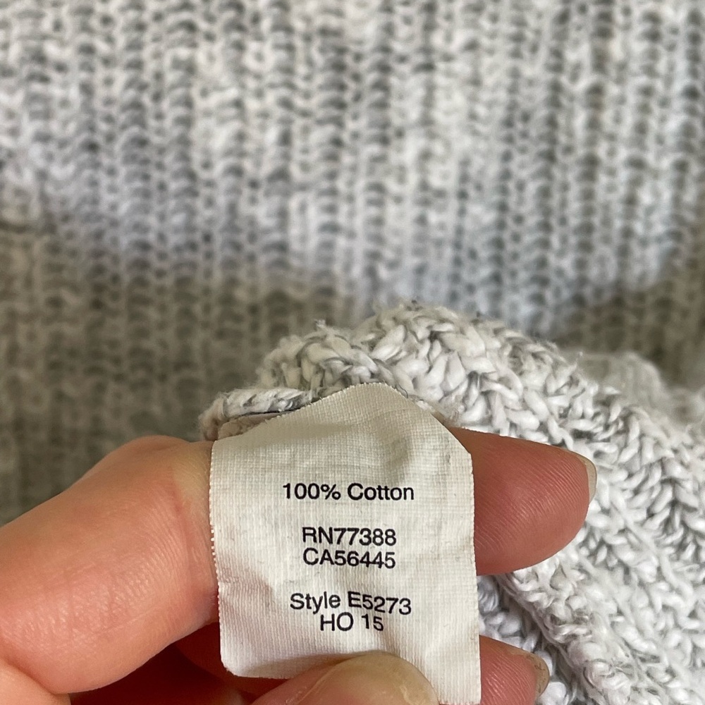 Madewell Light Gray Cotton Crew Neck Sweater with Textured Knit Flowy Coverup - Picture 6 of 9